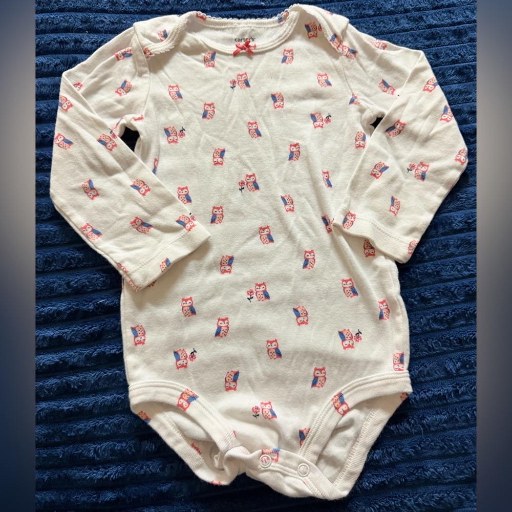 Carter's Off-White Owl Print Long Sleeve Onesie
